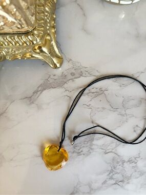 Baccarat Crystal Heart Necklace in Golden Yellow